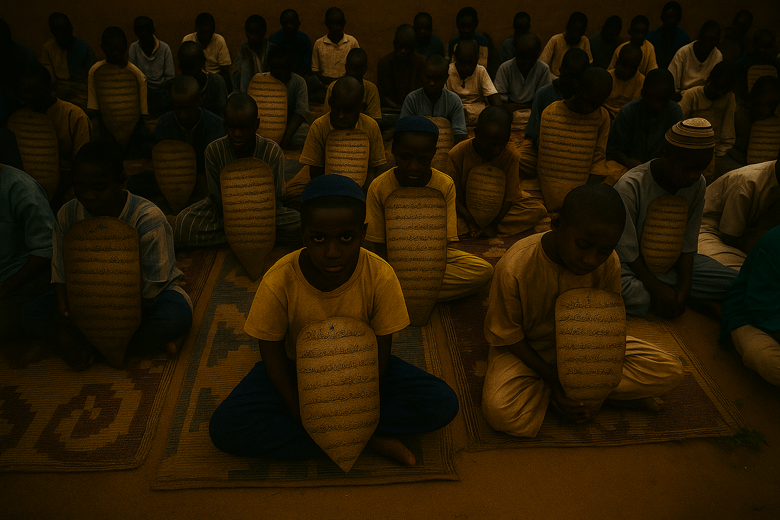 Talibés étudiant dans une daara au Sénégal